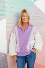 Piper Snap Pullover - Lavender Colorblock