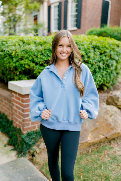 Piper Snap Pullover - Washed Blue