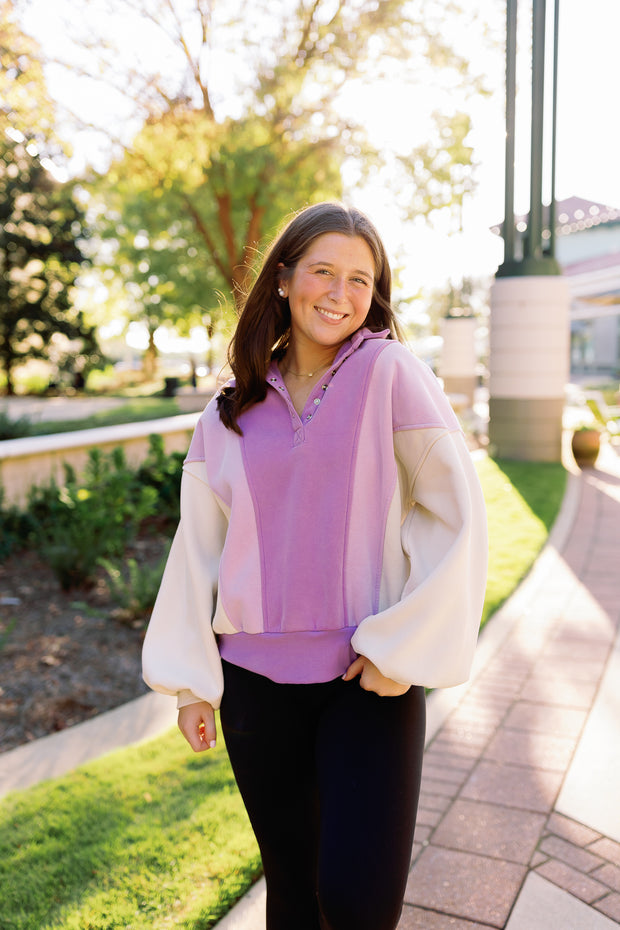 Piper Snap Pullover - Lavender Colorblock