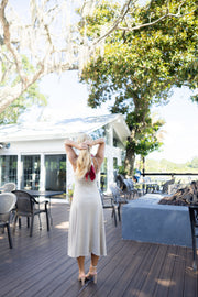 Mia Suede Bustier Midi Dress - Oatmeal