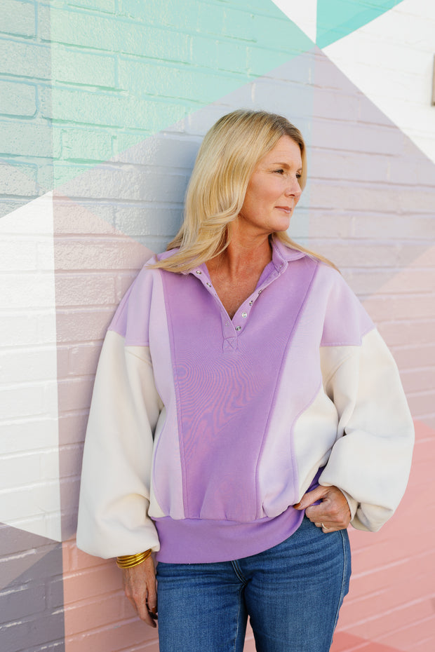 Piper Snap Pullover - Lavender Colorblock