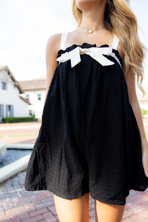 Ava Romper - Black/Cream