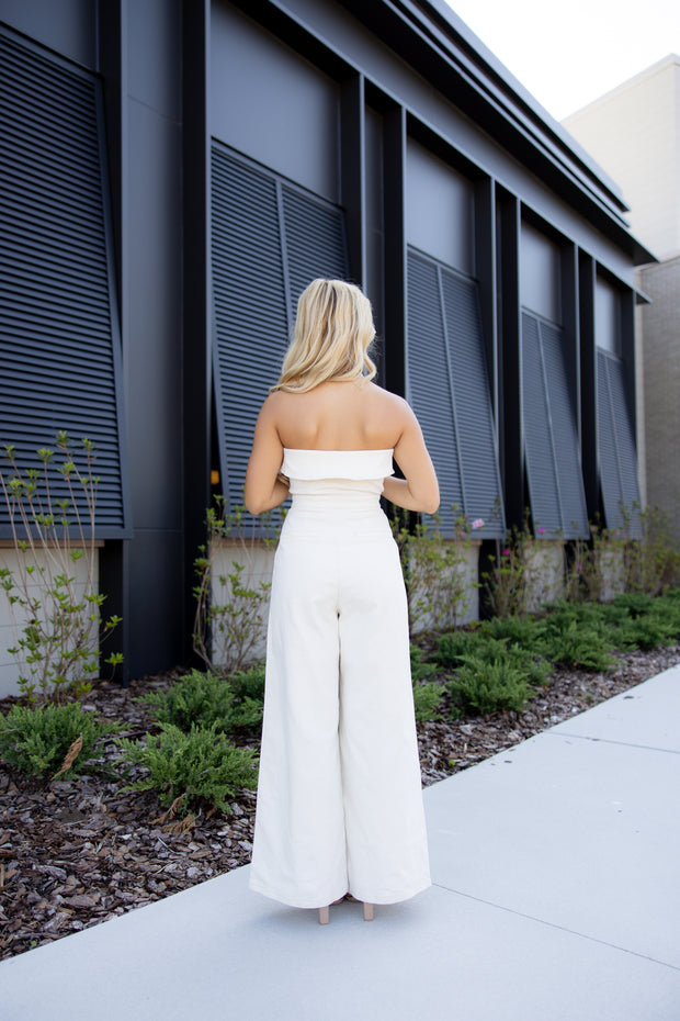 Farrah Denim Jumpsuit - Cream