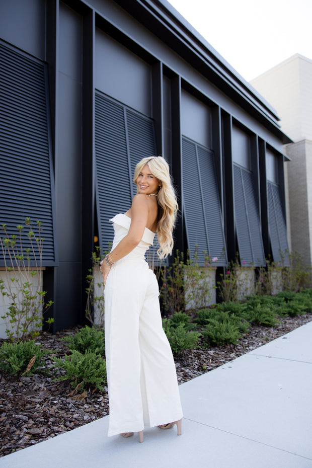 Farrah Denim Jumpsuit - Cream