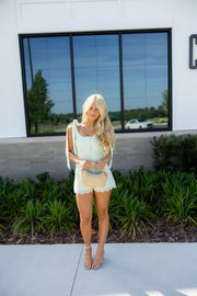 Laura Eyelet Romper - Apple Green
