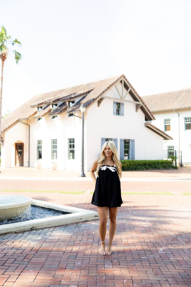 Ava Romper - Black/Cream