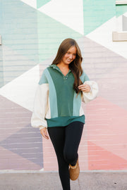 Piper Snap Pullover - Green Colorblock