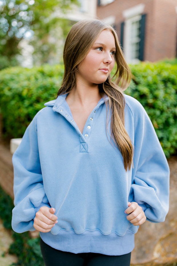 Piper Snap Pullover - Washed Blue