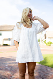 Claire Eyelet Romper - White