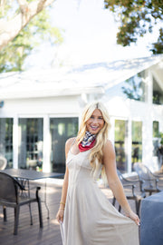 Mia Suede Bustier Midi Dress - Oatmeal