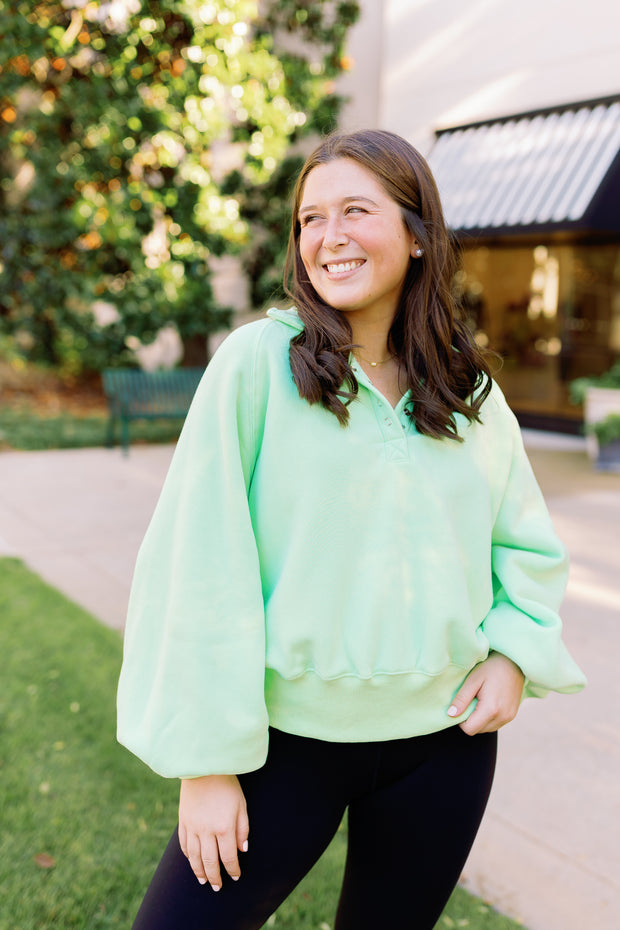 Piper Snap Pullover - Apple Green