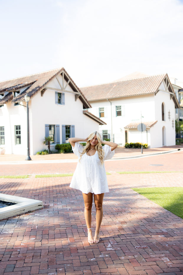 Claire Eyelet Romper - White