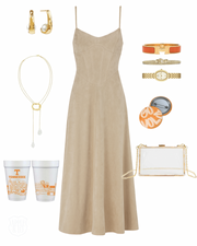 Mia Suede Bustier Midi Dress - Oatmeal