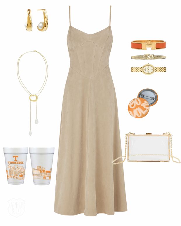 Mia Suede Bustier Midi Dress - Oatmeal