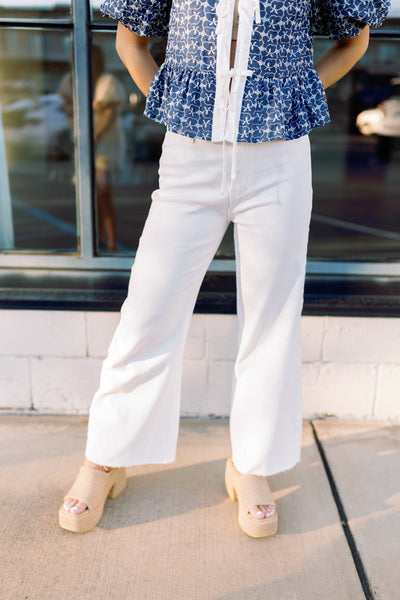 Julia Cropped Jean - White